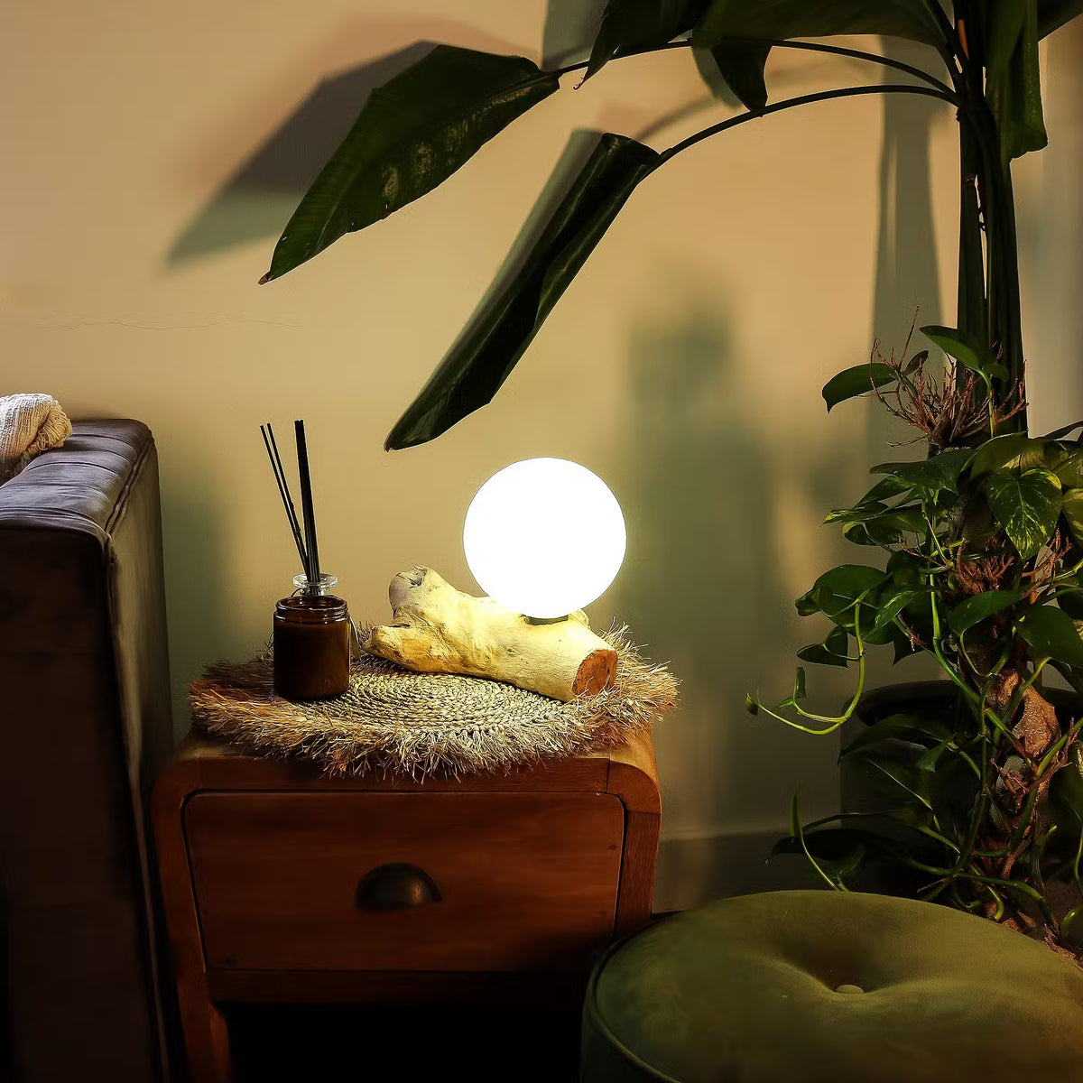 Floating Glow Lamp Luna ivory cotton lampshade
