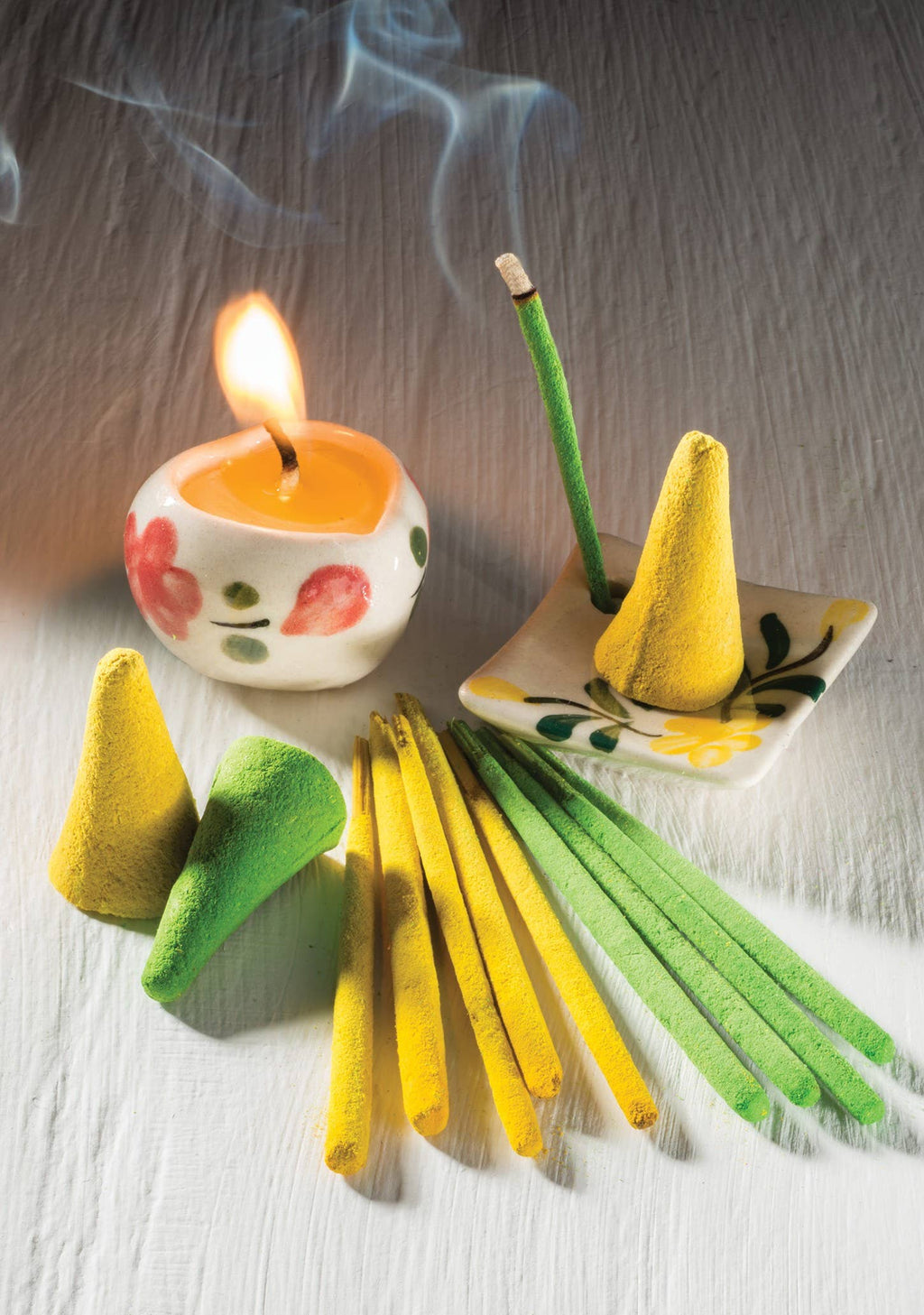 Coffret cadeau mini encens avec bougie et brûleur en céramique