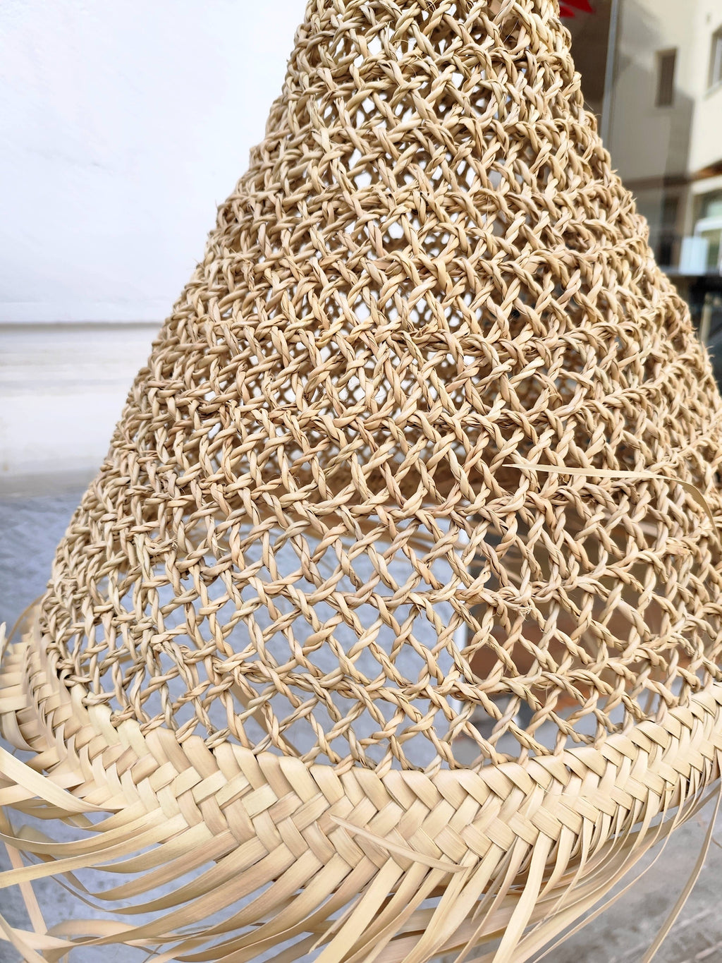 Handmade rush and palm lamps