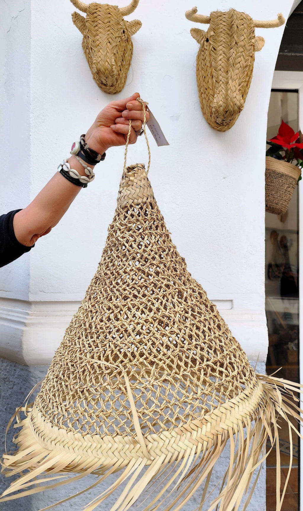 Handmade rush and palm lamps