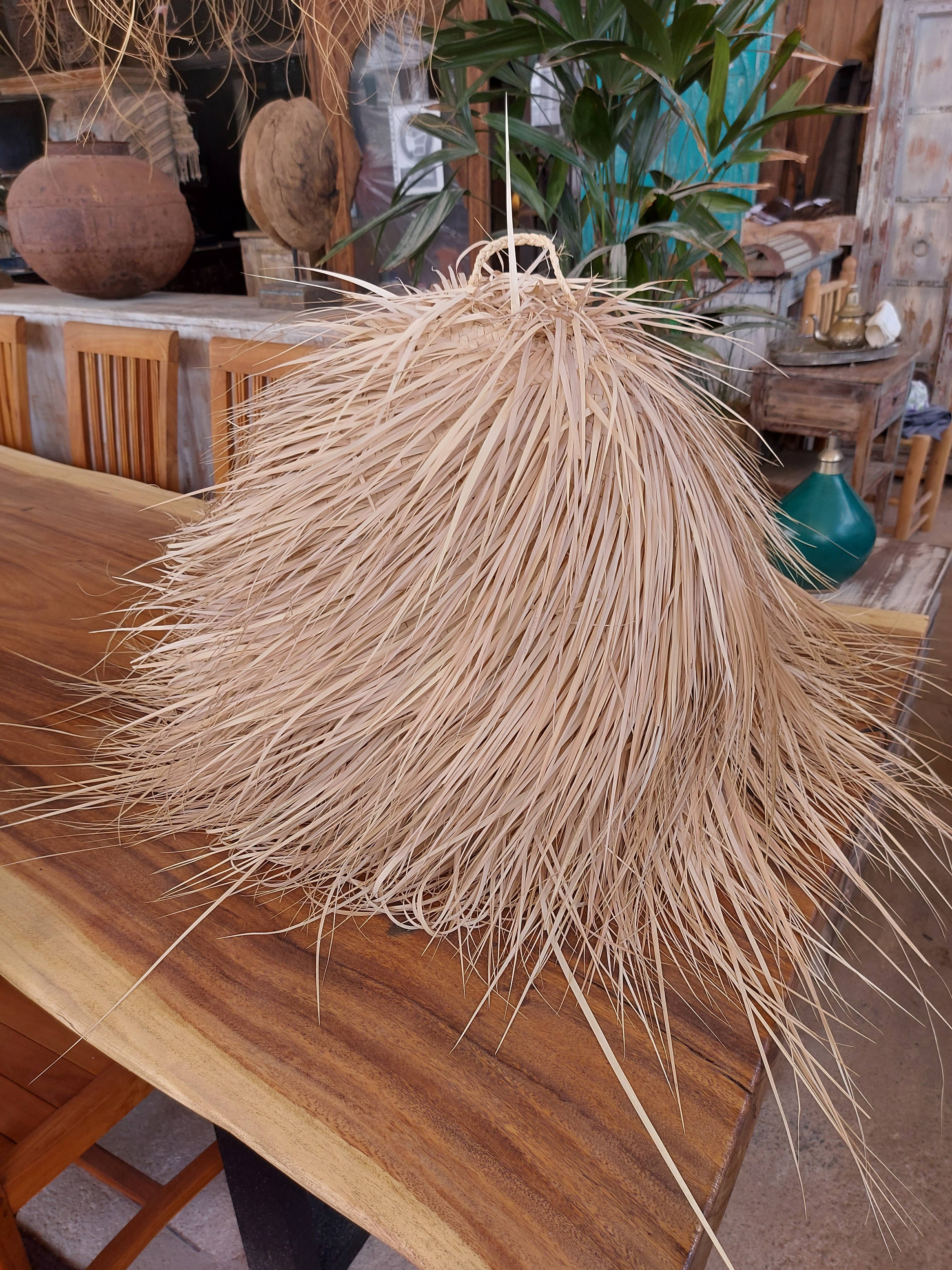 Abat-jour rond en palme naturelle
