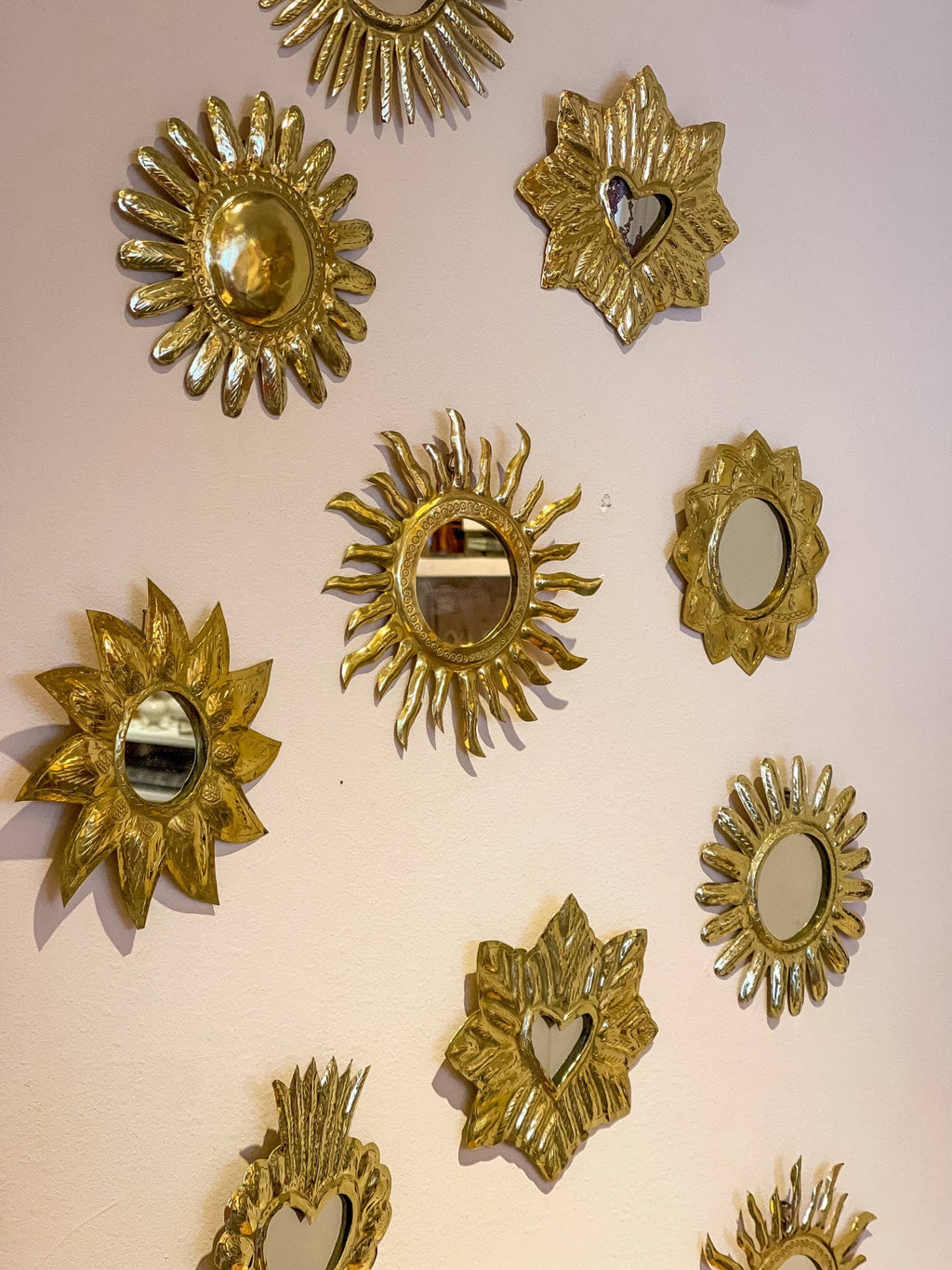 lot de 2 Miroirs Soleil en laiton, couleur bronze