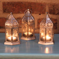 Ensemble de 3 lanternes orientales Nael argentées