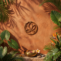 Sculpture en bois 25 cm fleur de lotus