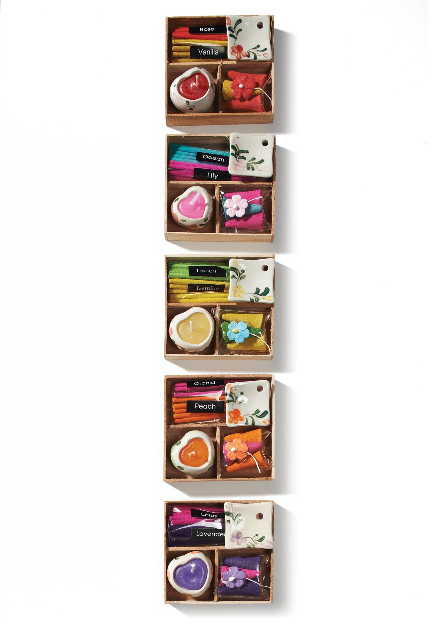 Coffret cadeau mini encens avec bougie et brûleur en céramique