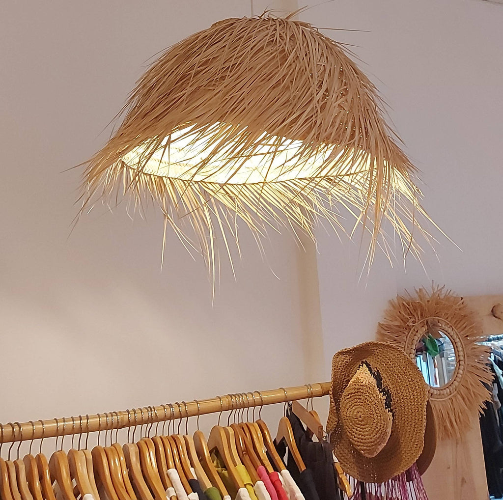 Abat-jour rond en palme naturelle