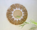 Miroir bohème en herbe marine naturelle et macramé - Ambon blanc