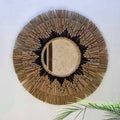 Miroir bohème en herbe de mer naturelle et macramé - Ambon Noir