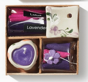 Coffret cadeau mini encens avec bougie et brûleur en céramique