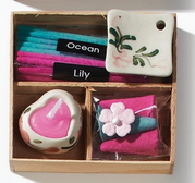 Coffret cadeau mini encens avec bougie et brûleur en céramique