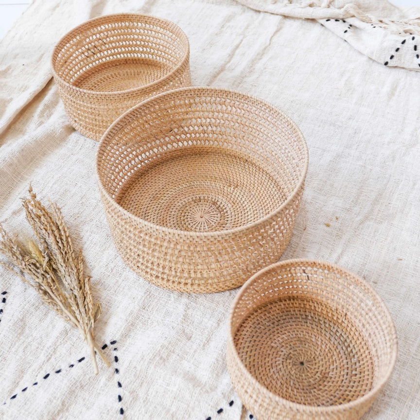 Set de 3 paniers en rotin