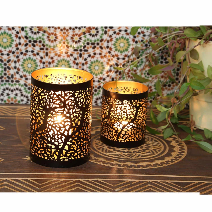 Set de 2 photophores lanternes orientales Ancona