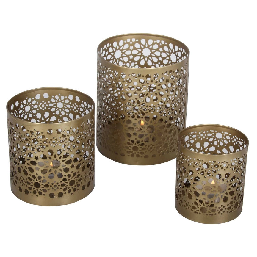 Lot de 3 lanternes orientales Navin effet or ancien