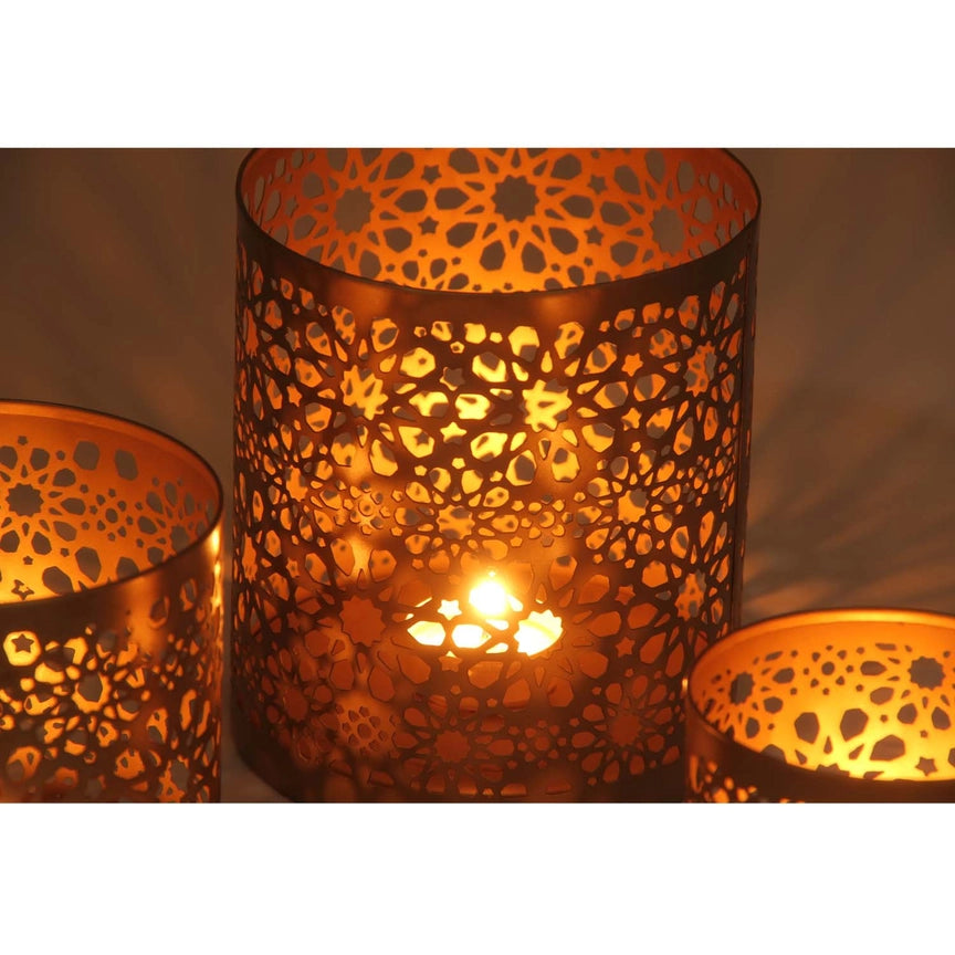 Lot de 3 lanternes orientales Navin effet or ancien