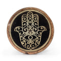 Porte-encens disque - Or et noir sur bois de manguier – Hamsa. Lot de 2