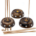 Porte-encens pour cônes et bâtonnets en bois de manguier Lot de 3