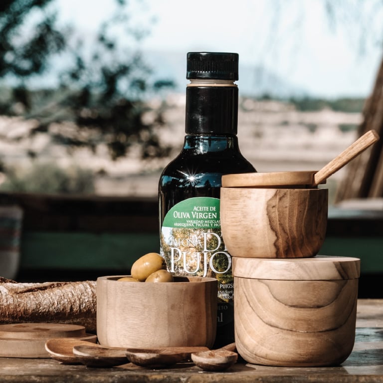 Pot en Teck avec Petite Cuillère