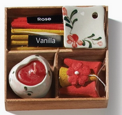 Coffret cadeau mini encens avec bougie et brûleur en céramique
