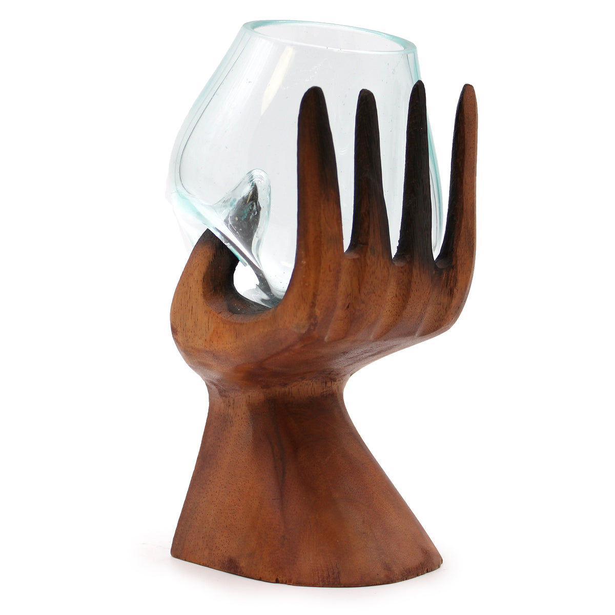 Vase Main Taillée avec Bol de Verre Soufflé