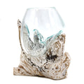 Vase en verre soufflé sur bois blanchi - Bol moyen